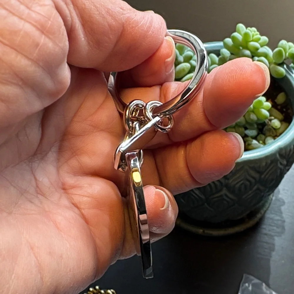 Coach Silver and Green enamel Heart Keychain - Picture 3 of 7